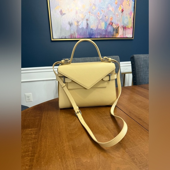 Le Tanneur Medium Emilie Handbag with Double Flap - Yellow - Picture 2 of 10